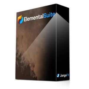 Boîte logiciel Elemental Suite avec fumée artistique.