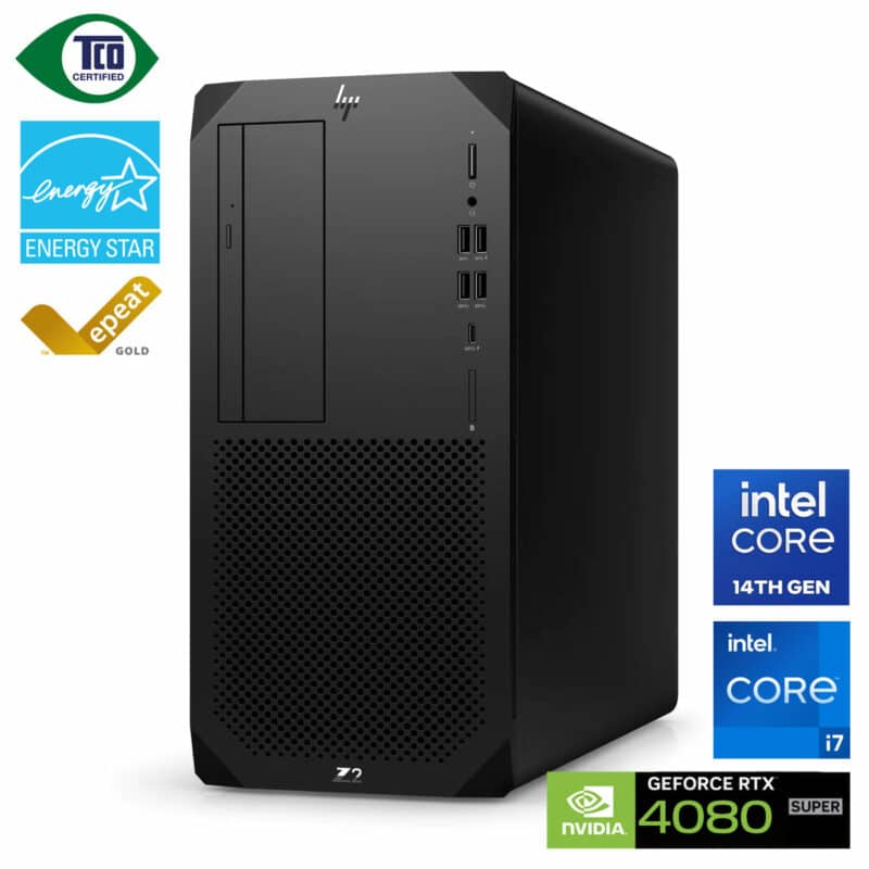 PC Workstation Z2 G9 Tour, Intel i7 14700K, 64 Go, 512 Go SSD, 1 To SSD, HP Geforce RTX 4080 Super