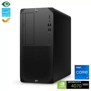 Ordinateur HP Z2 avec certifications énergétiques.