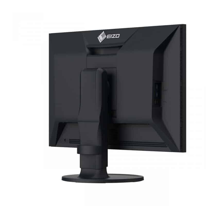 Vue arrière d'un écran d'ordinateur Eizo noir.
