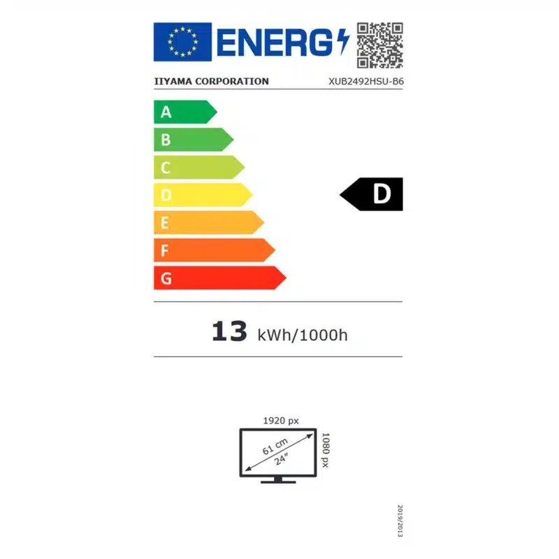 Étiquette énergétique écran, classe D.
