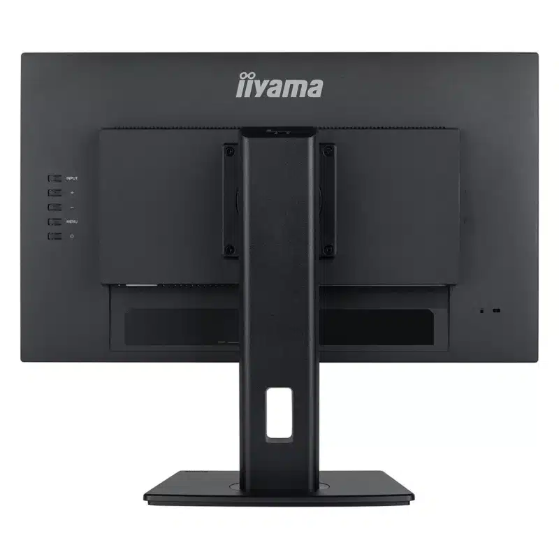 Moniteur Iiyama vu de dos sur support noir.