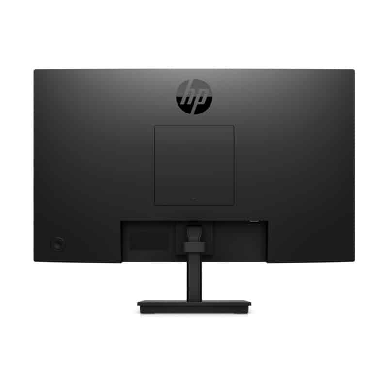 Vue arrière d'un écran d'ordinateur noir HP.