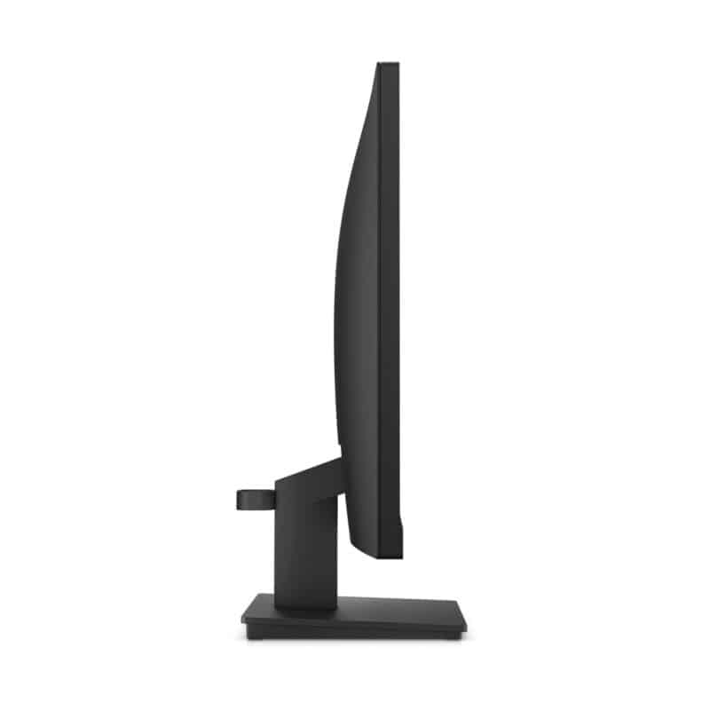 Moniteur noir de profil, écran plat.