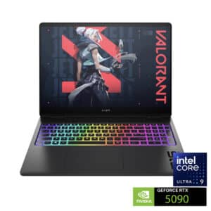 Ordinateur portable gaming avec clavier rétroéclairé arc-en-ciel.