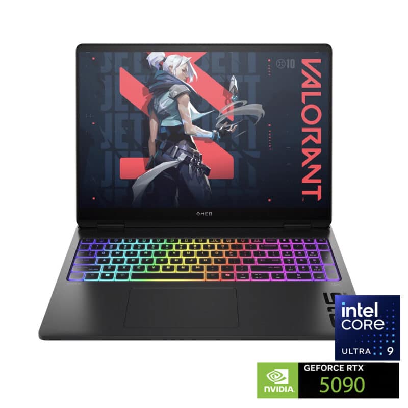Ordinateur portable gaming avec clavier rétroéclairé arc-en-ciel.