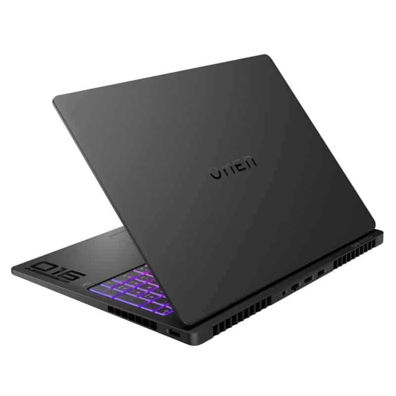 Ordinateur portable noir avec clavier rétroéclairé.