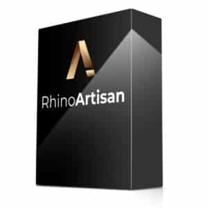Boîte noire logiciel RhinoArtisan, logo doré.