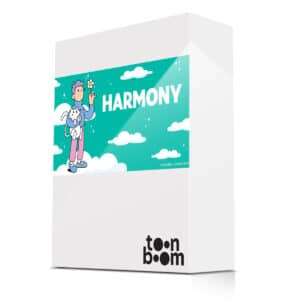 Boîte Toon Boom Harmony, illustration nuages et personnage.