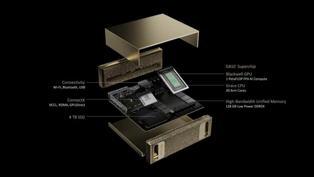 Démonstration d'un superchip avec CPU, GPU et connectivité.